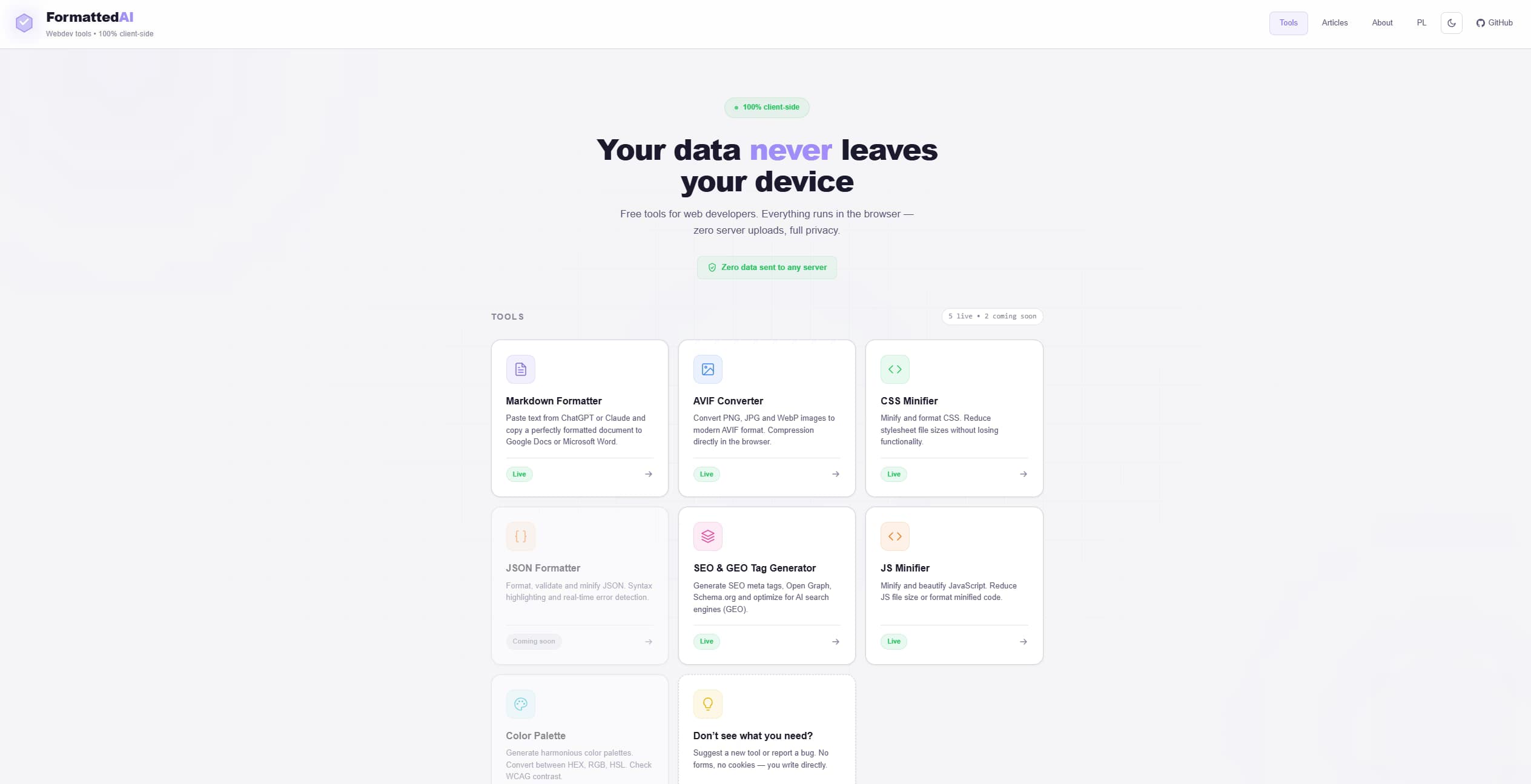 Introducing FormattedAI — Privacy-First Developer Tools