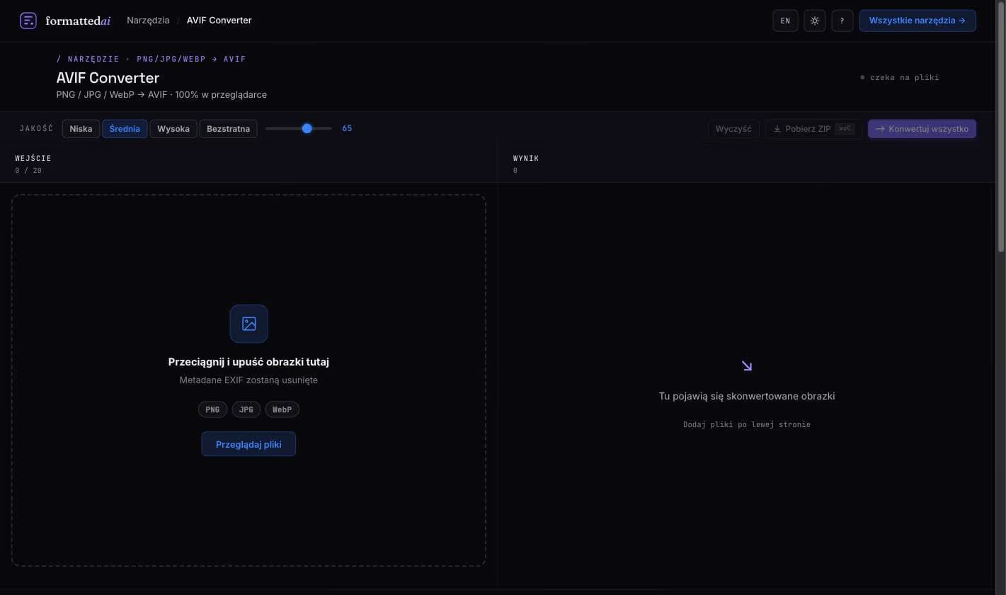 AVIF converter processing images in the browser