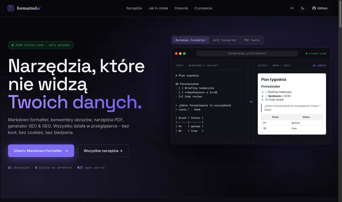Preview of the FormattedAI.pl project