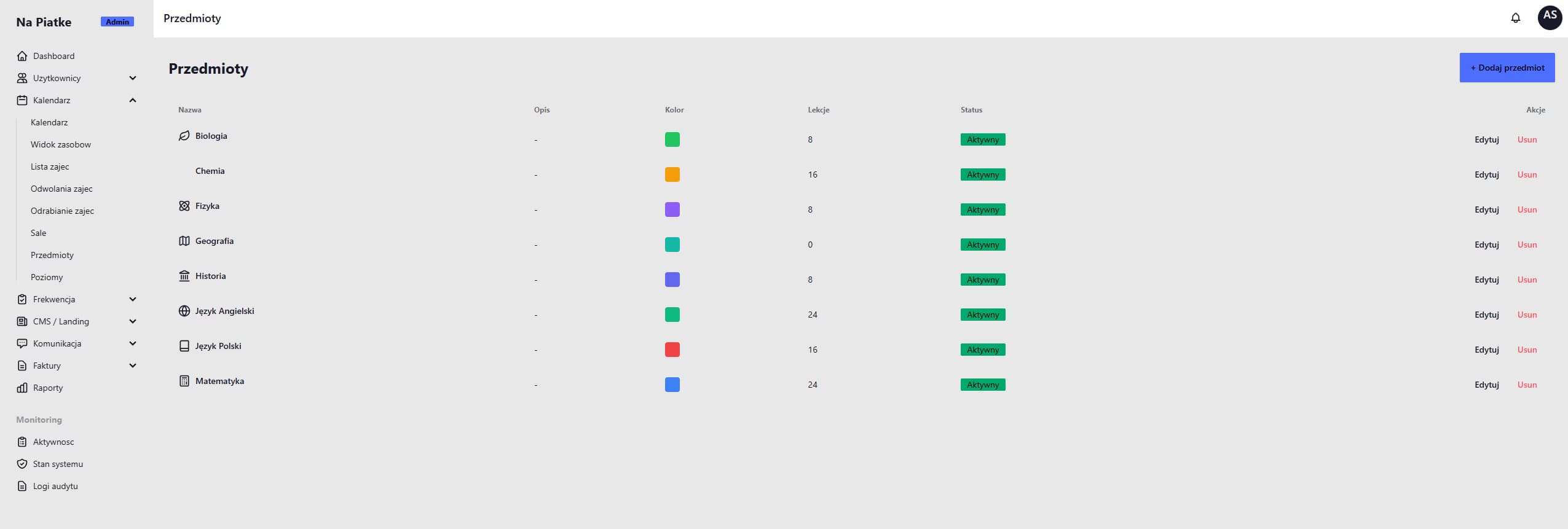 TutorHub subject catalog with education levels and pricing